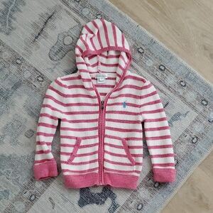 Ralph Lauren Baby Girls Striped Hooded Zip Sweater Cardigan sz24m